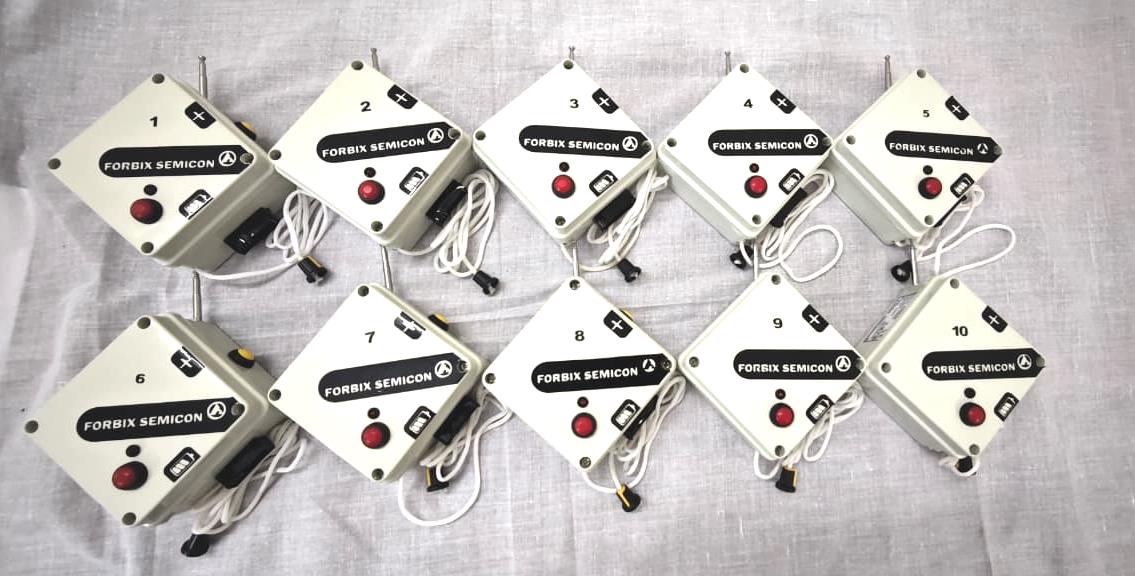 Wireless RF emergency pull cord panic alert units numbered 1 to 10
