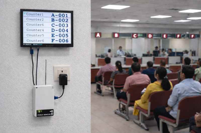 6 Queue Token Display System Wall-Mounted for Waiting Rooms and Service Centers - FORBIX SEMICON Wireless Queue Management Display