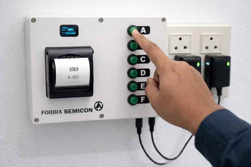 6 Queue Token Printer with Automatic Dispensing - FORBIX SEMICON Thermal Token Printing System for Banks, Government Offices, and Service Centers