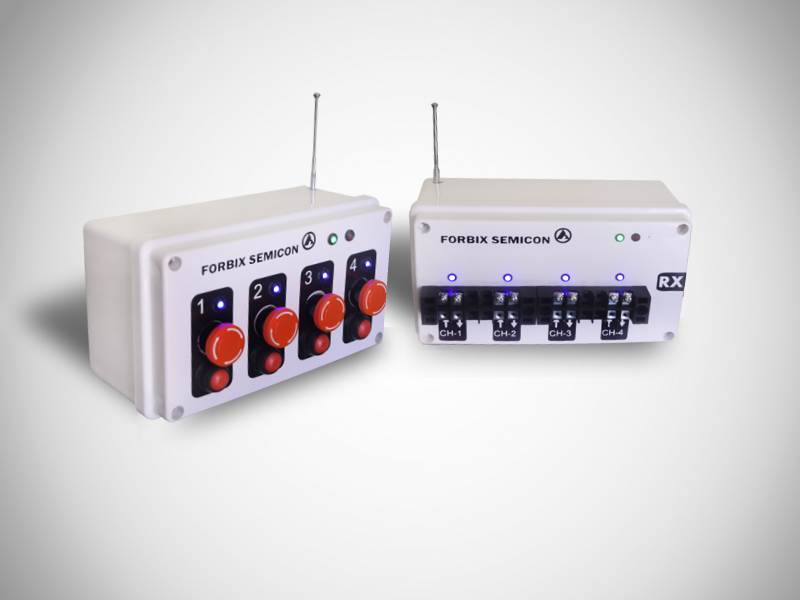 FORBIX SEMICON 4-Channel Button Transmitter with Relay Receiver for Manual Control Systems